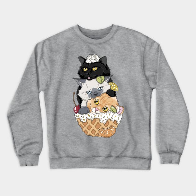 Cat Sundae Crewneck Sweatshirt by yaylemons